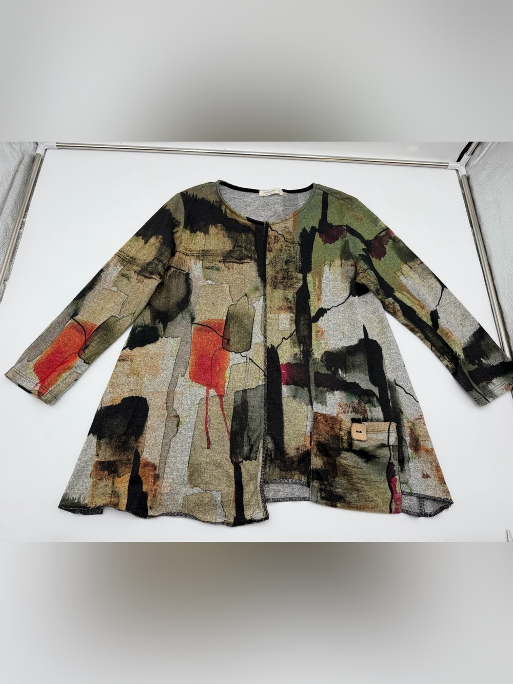 Jess & Jane Abstract Art Tunic Top Small Earthy Boho Lagenlook